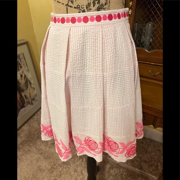 Vineyard Vines NWT Pink Seersucker Kentucky Derby Pleated Skirt. - Picture 3 of 13